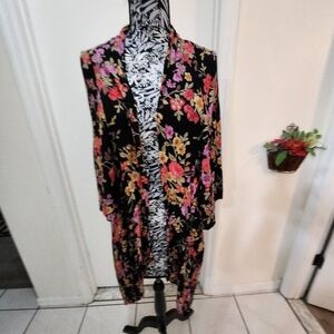 Patrons of Peace Floral Duster Kimono Swimsuit Coverup Shawl small